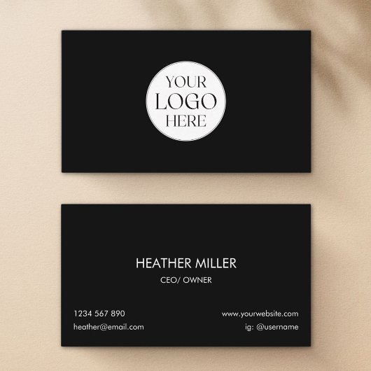 Custom Logo Modern Minimalist Black and White      Visitenkarte