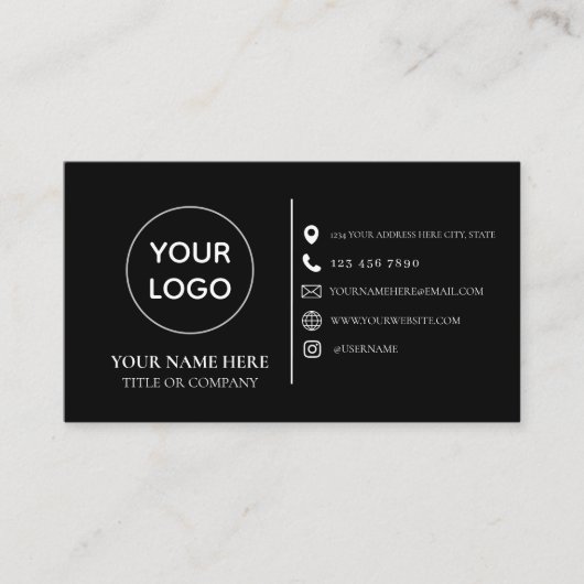 Custom logo modern minimalist social media icons b visitenkarte (Vorderseite)