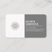 CUSTOM LOGO modern minimalistisch grau weiß Visitenkarte (Vorderseite)