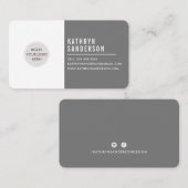 CUSTOM LOGO modern minimalistisch grau weiß Visitenkarte (Vorne/Hinten)
