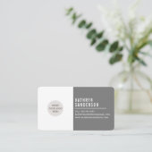 CUSTOM LOGO modern minimalistisch grau weiß Visitenkarte (Stehend Vorderseite)