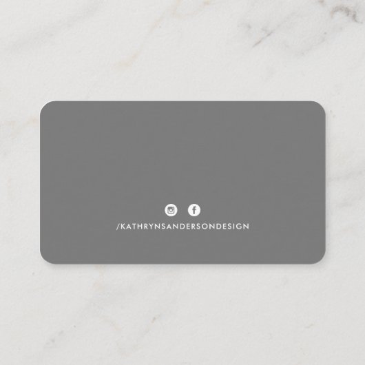 CUSTOM LOGO modern minimalistisch grau weiß Visitenkarte (Rückseite)