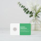 CUSTOM LOGO modern minimalistisch grün weiß Visitenkarte (Stehend Vorderseite)