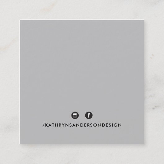CUSTOM LOGO modern minimalistisch schick grau schw Quadratische Visitenkarte (Rückseite)