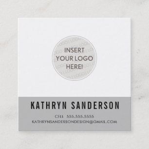 CUSTOM LOGO modern minimalistisch schick grau schw Quadratische Visitenkarte