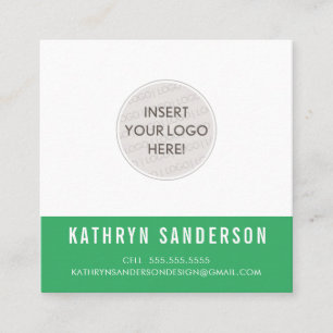CUSTOM LOGO modern minimalistisch schick kelgrün s Quadratische Visitenkarte