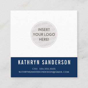 CUSTOM LOGO modern minimalistisch schlicht dunkelb Quadratische Visitenkarte