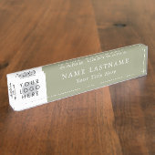 Custom Logo Modern Sage Green Name Title Simple Namensplakette (Seite)