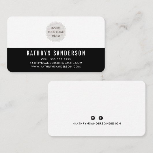 CUSTOM LOGO modern, schlicht, einfach, leicht schw Visitenkarte (Vorne/Hinten)