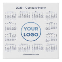 Custom Logo Navy Blue 2026 Kalender auf Weiß