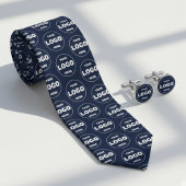 Custom Logo Navy Blue Tie - Professional Branded Krawatte