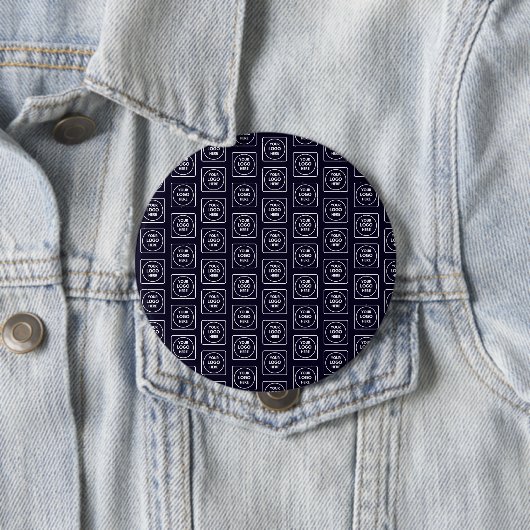 Custom Logo or Image Repeating Navy Blue Design Button (Beispiel)