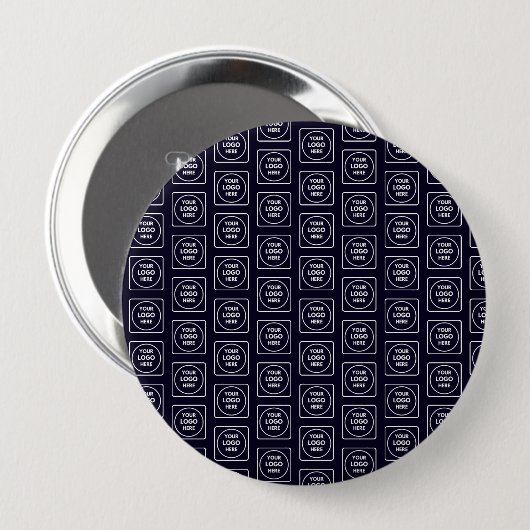 Custom Logo or Image Repeating Navy Blue Design Button (Vorne & Hinten)