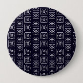 Custom Logo or Image Repeating Navy Blue Design Button (Vorderseite)