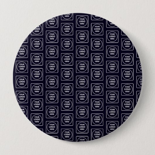 Custom Logo or Image Repeating Navy Blue Design Button (Vorderseite)