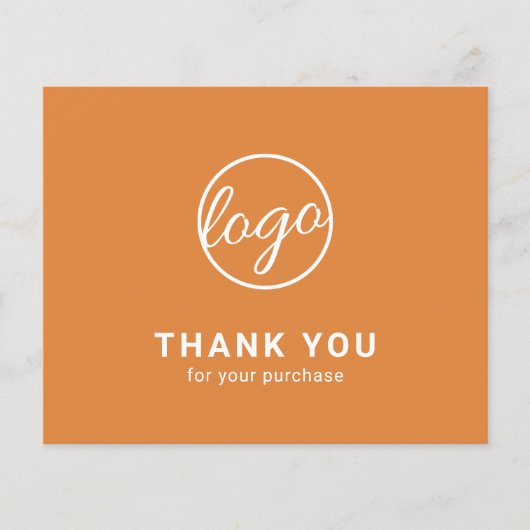 Custom Logo Orange Budget Thank You Card (Vorderseite)