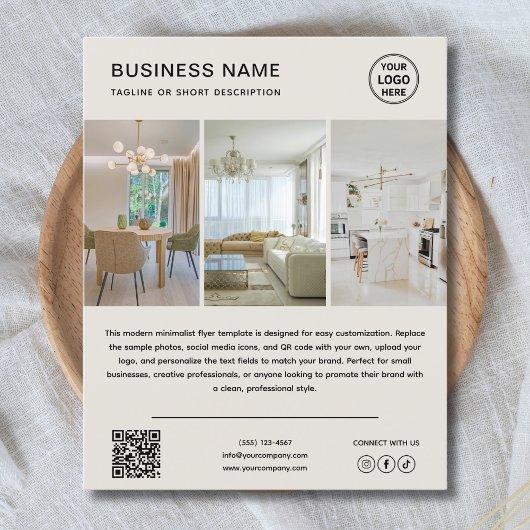 Custom Logo Photo Modern Neutral Business Flyer
