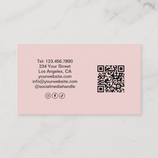Custom Logo Photo QR Yoga Instructor Teacher Pink Visitenkarte (Rückseite)