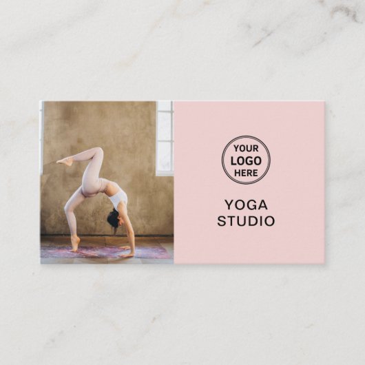 Custom Logo Photo QR Yoga Instructor Teacher Pink Visitenkarte (Vorderseite)