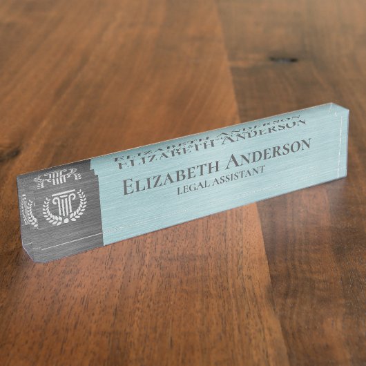 Custom Logo Professional Executive Teal Grey Namensplakette (Seite)