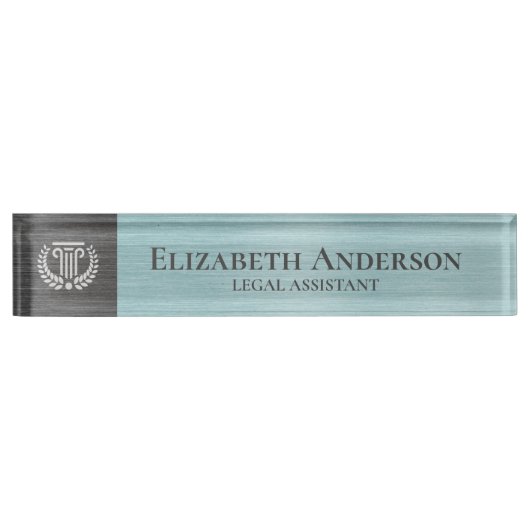 Custom Logo Professional Executive Teal Grey Namensplakette (Vorderseite)