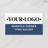 Custom Logo QR Code Blue Visitenkarte (Vorderseite)