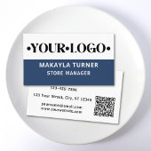 Custom Logo QR Code Blue Visitenkarte
