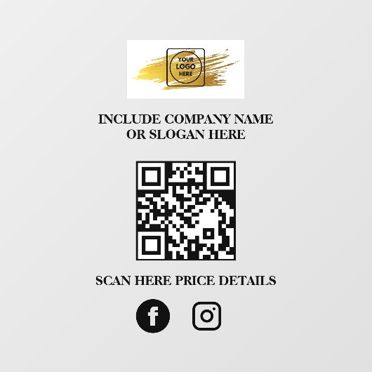 Custom Logo QR Code Business Window Sign Menu Fensteraufkleber (Blatt)