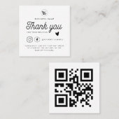 Custom Logo QR Code Social Media Vielen Dank White Rabattkarte (Vorne/Hinten)