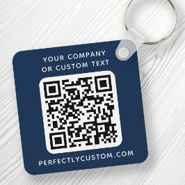 Custom logo QR code text double sided dark blue Schlüsselanhänger