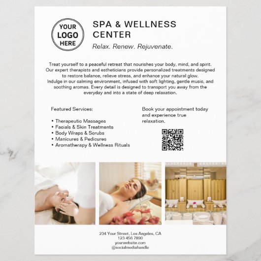 Custom Logo QR Code Wellness-Center Wellness Cente Flyer (Vorne)