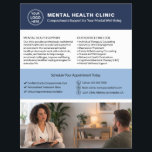 Custom Logo QR Mental Health Clinic Flyer<br><div class="desc">Promote your mental health services with a professional, customizable flyer designed for therapists, counseling centers, and mental health clinics. This template allows you to add your logo, services, contact information, and a QR code linking directly to your website or appointment booking page. Ideal for advertising therapy services such as counseling,...</div>