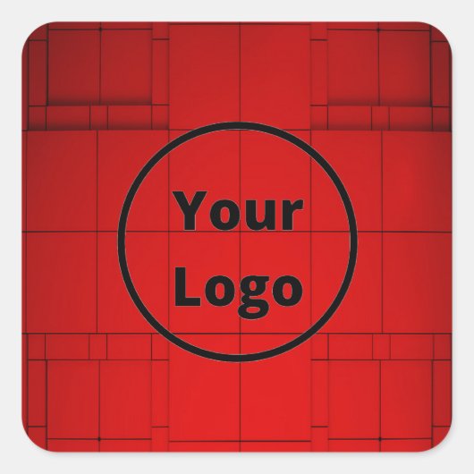Custom logo red abstract architecture steps quadratischer aufkleber (Vorderseite)