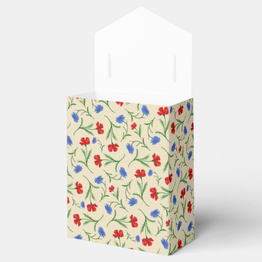 Custom Logo Red Blue Taupe Blumenmuster Elegant Geschenkschachtel (Geöffnet)