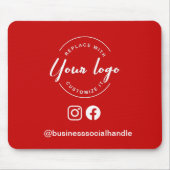 Custom Logo Red Business Branding social handle Mousepad (Vorne)