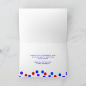 Custom Logo Royal Blue Red Confetti Happy Birthday Karte (Innenseite)