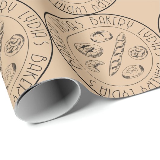 Custom Logo Rustic Bread & Pastry Wrap Geschenkpapier (Rolleneckpunkt)
