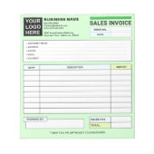 Custom Logo, Sales Invoice Receipt Small Business  Notizblock (Vorderseite)
