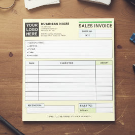 Custom Logo, Sales Invoice Receipt Small Business Notizblock