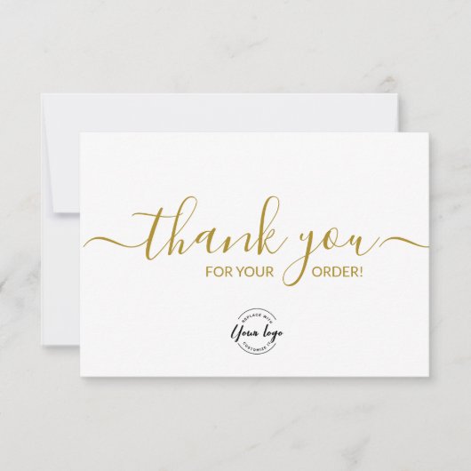 Custom logo Simple Elegant Gold Business order Dankeskarte (Vorderseite)