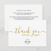 Custom logo Simple Elegant Gold Business order Dankeskarte (Vorne/Hinten)