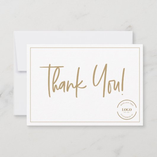 Custom Logo Simple Gold Business Modern Script Dankeskarte (Vorderseite)