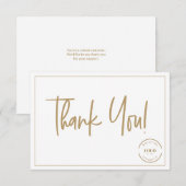 Custom Logo Simple Gold Business Modern Script Dankeskarte (Vorne/Hinten)