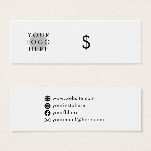 Custom Logo Simple White Social Media Price (Vorne & Hinten)