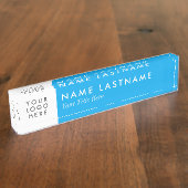 Custom Logo Sky Blue Bright Modern Namensplakette (Seite)