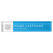 Custom Logo Sky Blue Bright Modern Namensplakette (Vorderseite)