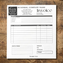 Custom Logo Small Business Invoice Sales Receipt N Notizblock