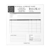 Custom Logo Small Business Invoice Sales Receipt N Notizblock (Vorderseite)