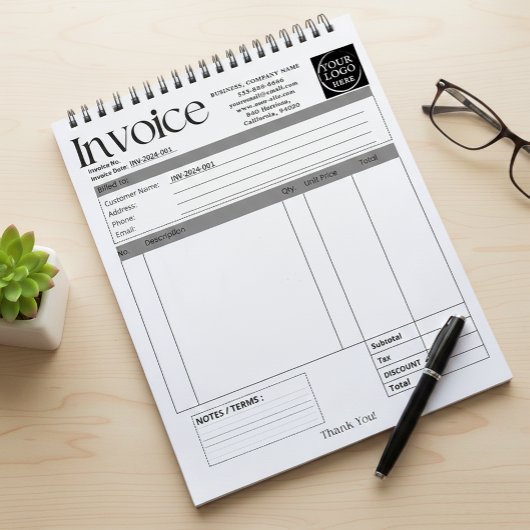 Custom Logo Small Business Invoice Sales Receipt Notizblock