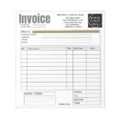 Custom Logo Small Business Invoice Sales Receipt O Notizblock (Vorderseite)